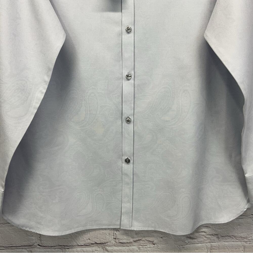 Murano Shirt Men's Size L Silver Paisley Liquid Luxury Button Down Business Soft - Picture 7 of 11